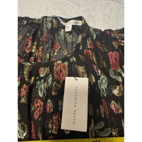 Veronica Beard robin dress size 8 holiday black floral - NWT - Picture 3 of 15
